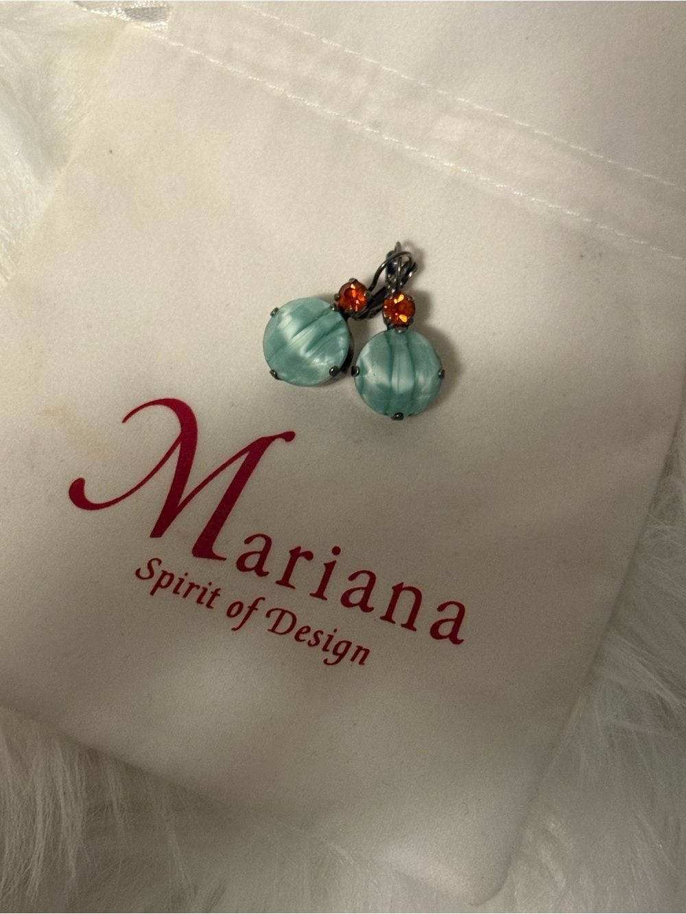 Mariana Aqua and Amber Crystal Dangle Earrings
